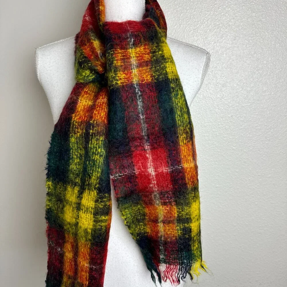 Vintage Winter Warm Mohair & Wool Scarf Long 70